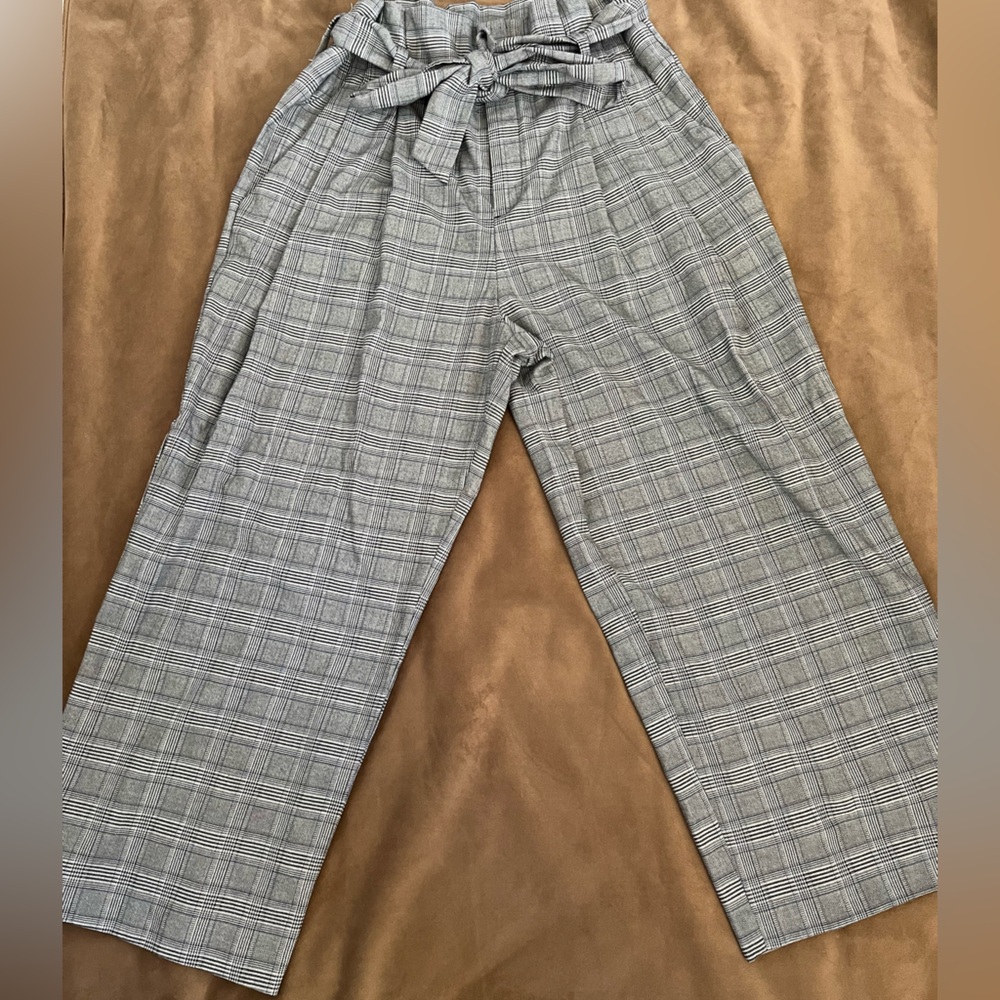 Target Plaid Bucket Cropped Pants with Tie Belt